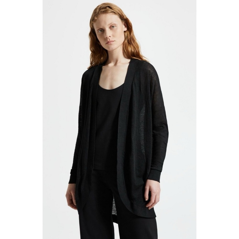 Theory Black Linen Cardigan